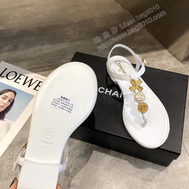 Chanel女鞋 香奈兒2020春夏新款 時尚百搭 雙c夾趾涼鞋  naq1280